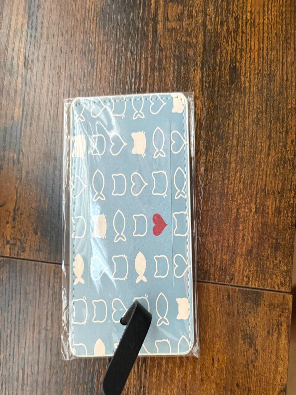🛍️ Cute Muted Blue Cat Silhouette & Heart Travel Luggage Tag